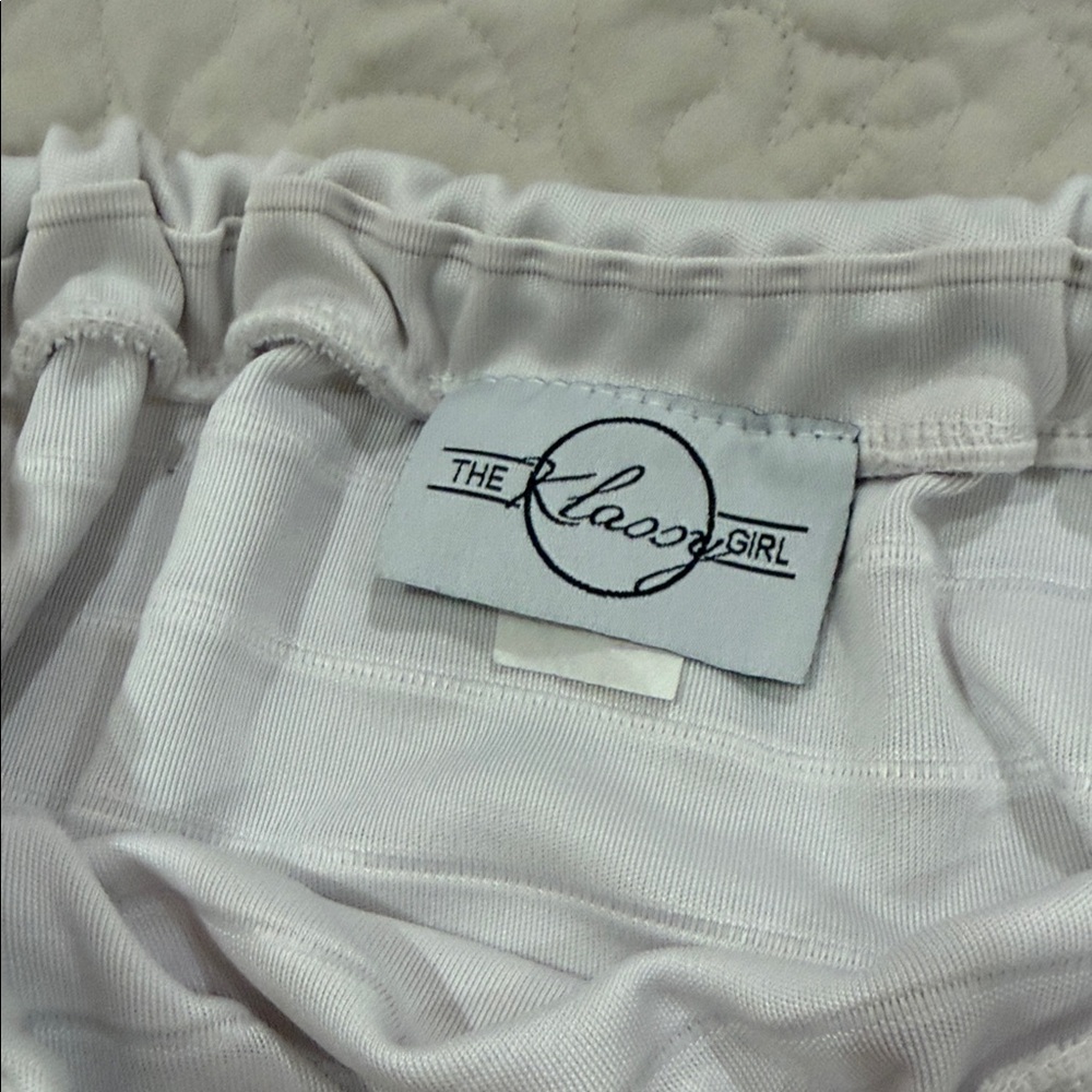 Classic Light Beige Striped Elastic-Waist Pencil Skirt - Picture 3 of 4